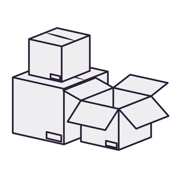 cardboard boxes isolated icon - Vector, Image