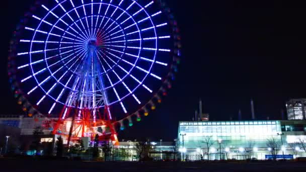 Чортове колесо вночі в Odaiba Токіо проміжок часу - Кадри, відео
