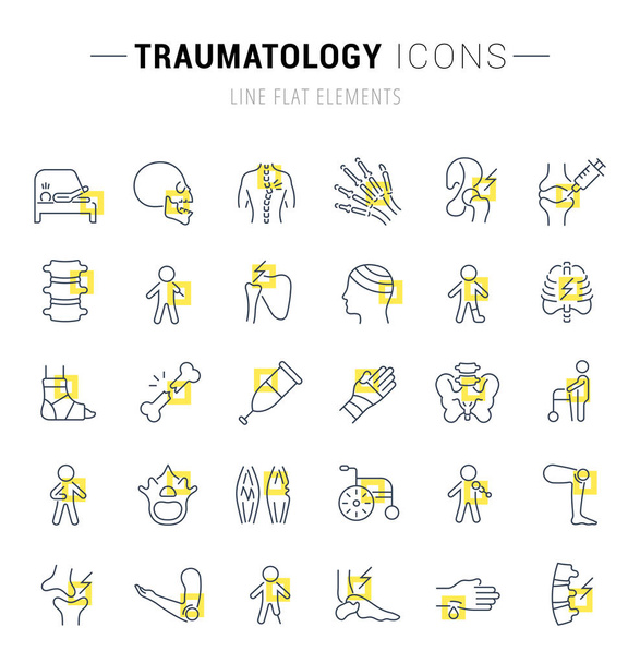 Set icone della linea vettoriale di traumatologia
. - Vettoriali, immagini
