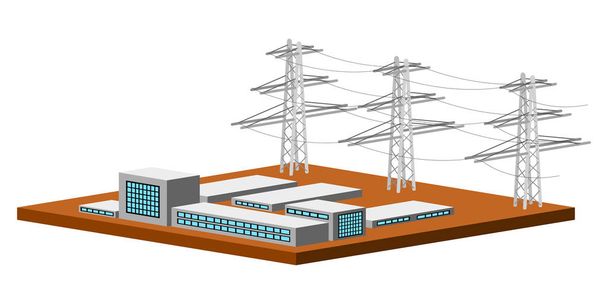 Isolated electric energy plant - Vector, Image
