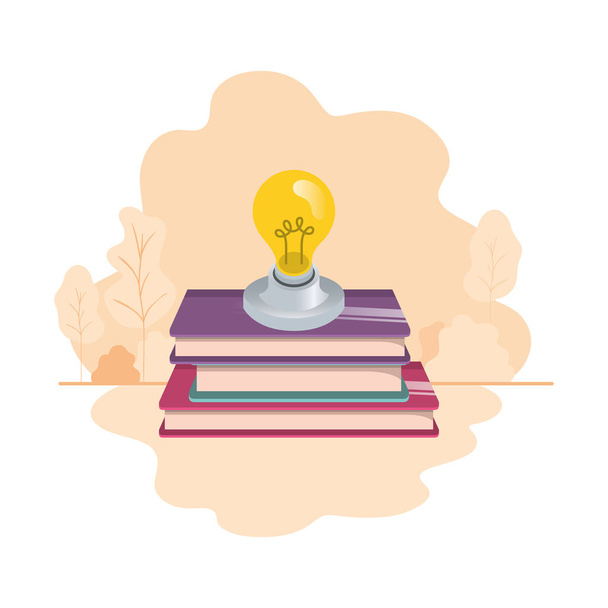 lâmpada com livros ícone isolado
 - Vetor, Imagem