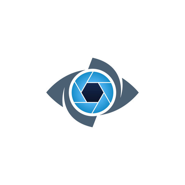 Oeil bleu et icône créative d’obturateur - Vecteur, image