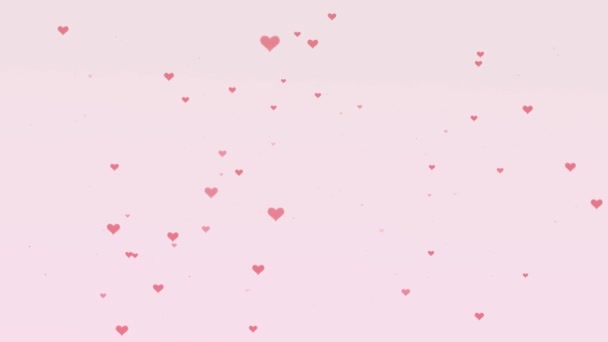 Piękne tło z różowymi sercami na Walentynki. Jasnoróżowy backgrop. Powiększenia. Działania. Animacji. 4K. - Materiał filmowy, wideo