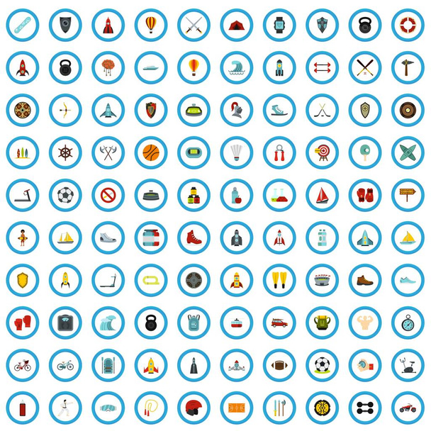 Conjunto de 100 iconos de inicio deportivo, estilo plano
 - Vector, Imagen