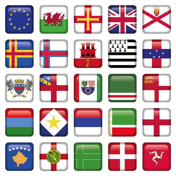Set of European Square Flag Icons - Vector, Image