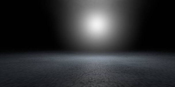 未来的なライトを持つ暗いシーンの3d レンダリング - 写真・画像