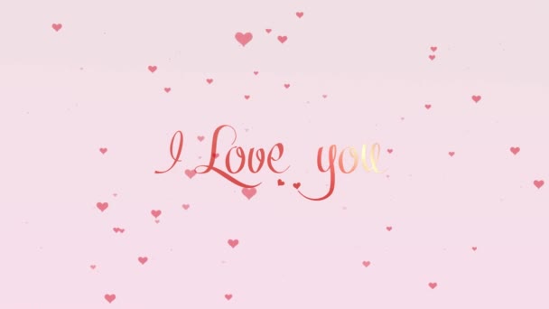 I love you Love confession. Valentines Day lettering, isolated on white background, which is bedecked with little cute red hearts. Share love. Zoom. Action. Animation. 4K. - Footage, Video