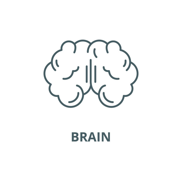 Brain line icon, vector. Brain outline sign, concept symbol, flat illustration - Vector, Image