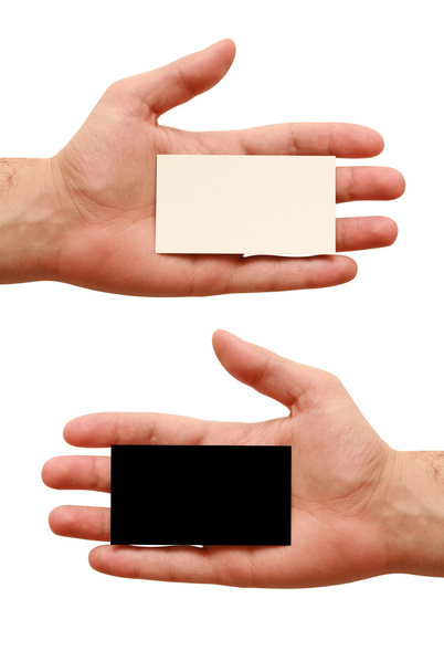 Two business cards in hand - Φωτογραφία, εικόνα