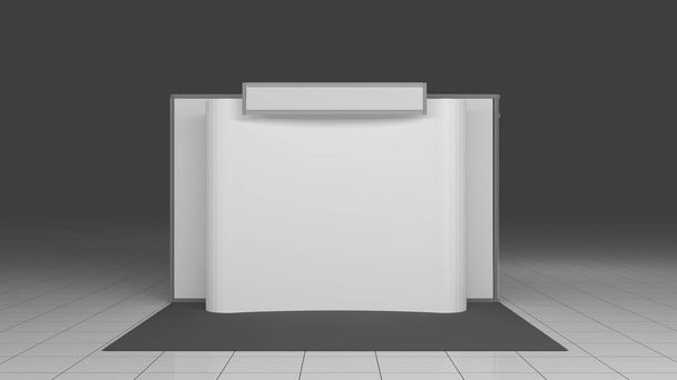 Выставочный стенд белый и пустой. 3d render isolated. Шаблон высокого разрешения. Mockup
 - Фото, изображение