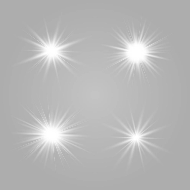 Set of glow white. - Vector, Image