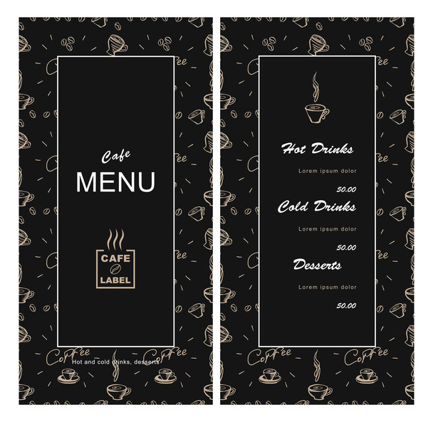 Menu template for cafe, coffee house, bar. - Vector, Image