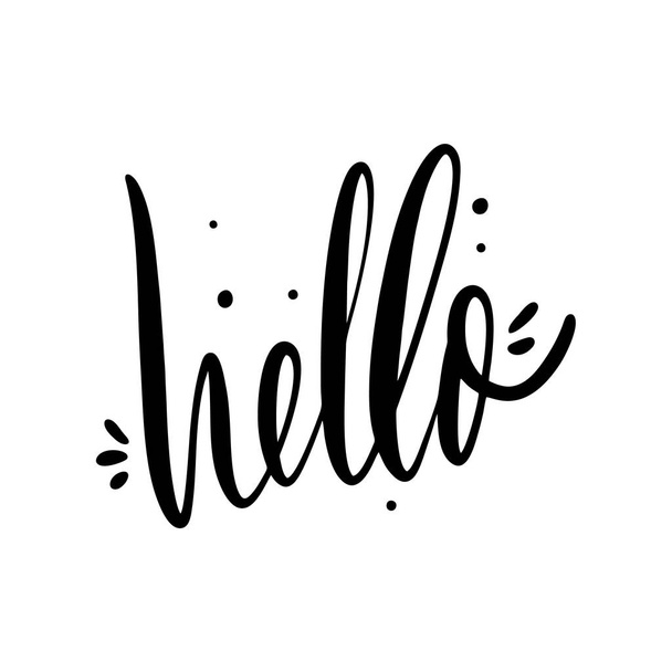 Hello sign. Hand drawn vector lettering. Isolated on white background. - Vector, Image