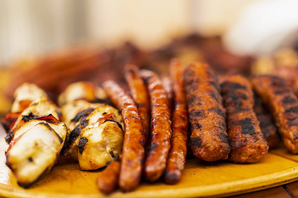 close up of mix grill served on a plate, selective focus - Фото, зображення