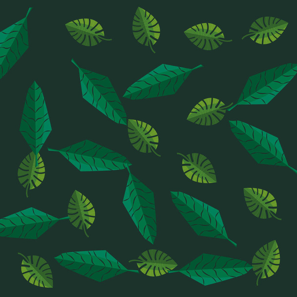 hojas de palma tropical monstera fondo verde
 - Vector, Imagen