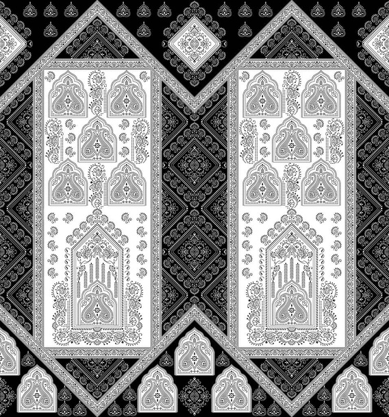 Bezespárovaná černá a bílá textilní Paisley - Fotografie, Obrázek