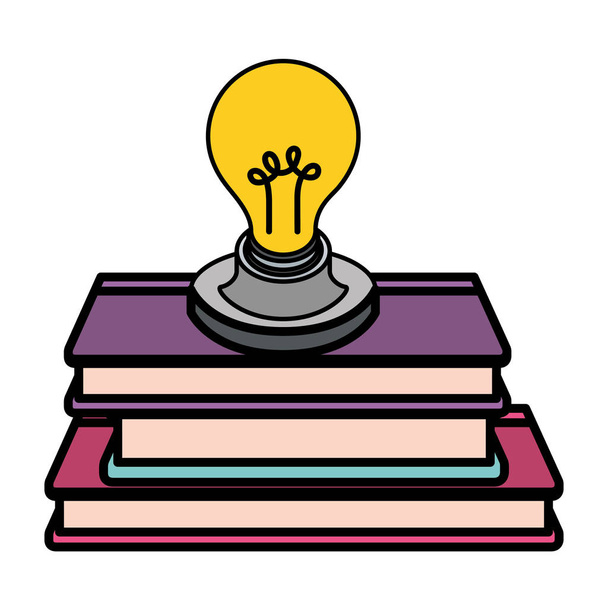 light bulb with books isolated icon - Vector, Image