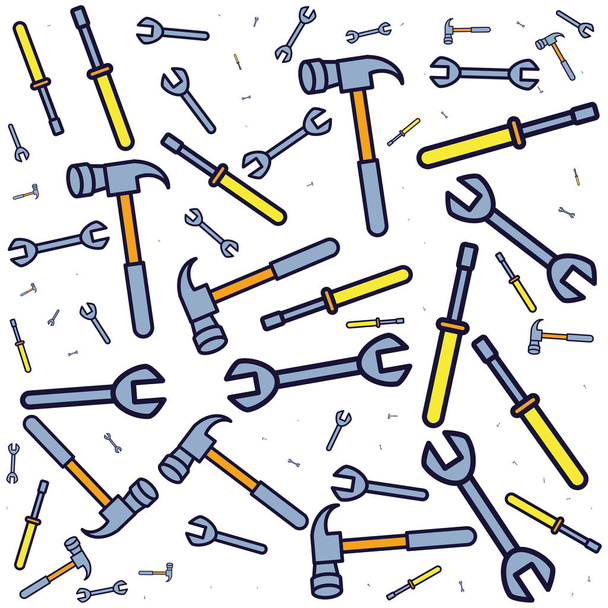 patrón de llaves con martillos y destornilladores
 - Vector, imagen