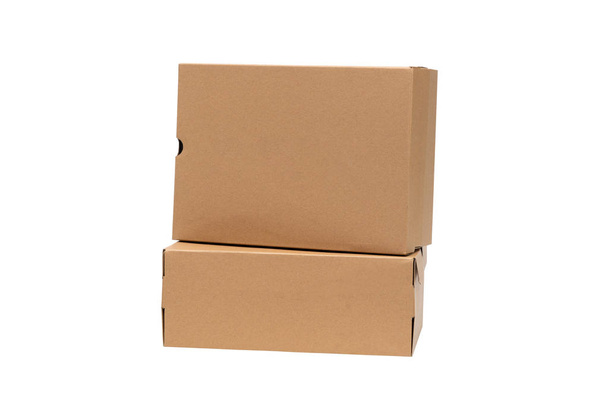 Brown cardboard shoes box with lid for shoe or sneaker product p - Φωτογραφία, εικόνα