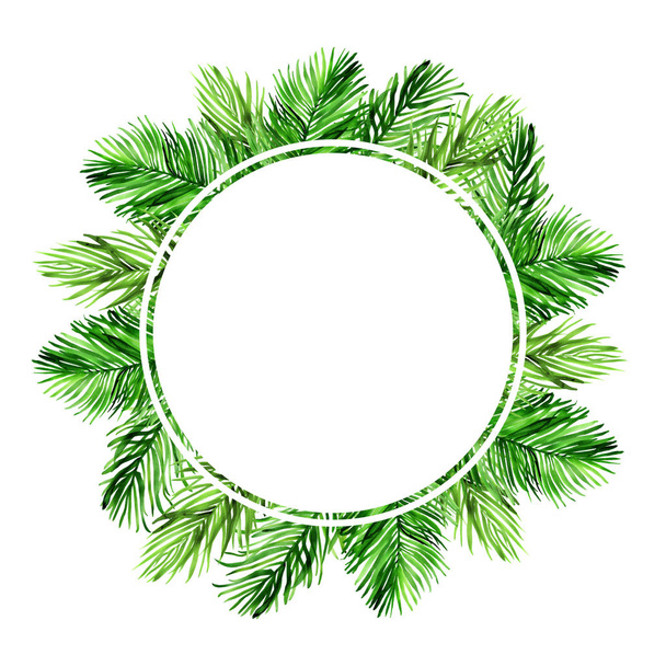 Watercolour circle frame with palm leaves and place for text - Фото, изображение