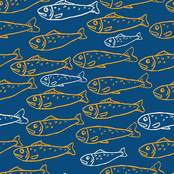 Sardine Shoal van vis naadloze vector patroon van gegrilde vissen. Lissabon St Antonio traditionele Portugese Food Festival. - Vector, afbeelding