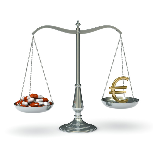 Waage Medizin und Euro - Foto, Bild