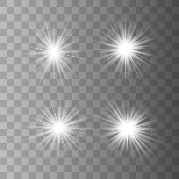 Set white bright beautiful stars.  - Vector, Image