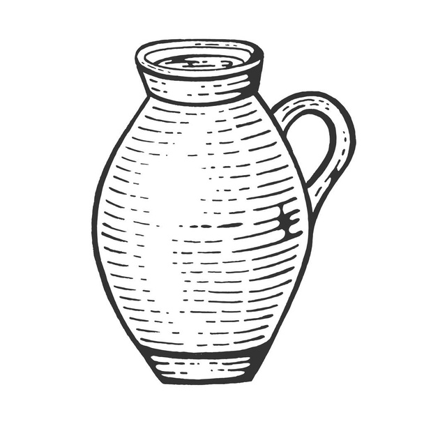 Jug with milk sketch engraving vector illustration. Scratch board style imitation. Black and white hand drawn image. - Wektor, obraz