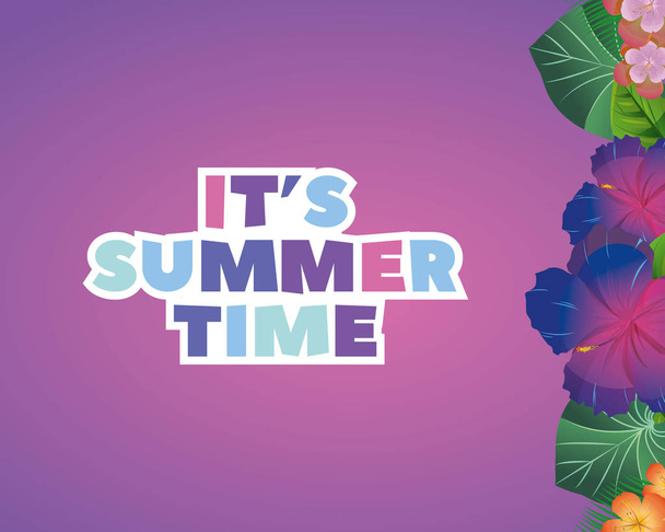 summer time poster. Tropic background. - Vector, afbeelding