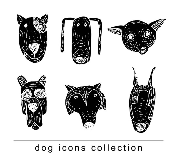 Dog breed collection icons - vector illustration. - Vetor, Imagem