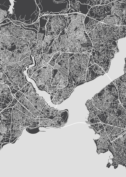 Várostérkép Isztambul, monokróm részletes terv, vektoros illusztráció - Vektor, kép