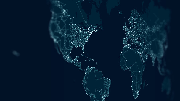 Mapa komunikační sítě světa, sledování obrazovky v persp - Fotografie, Obrázek