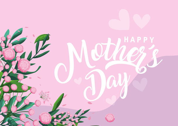 happy mother day card with flowers decoration - Vector, afbeelding
