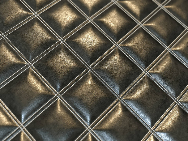 Leather square stitched black texture or background  - Photo, image
