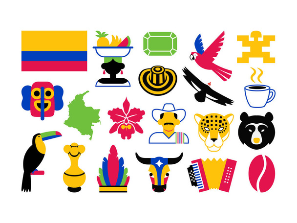Set di icone Colombia isolato su sfondo bianco
 - Vettoriali, immagini