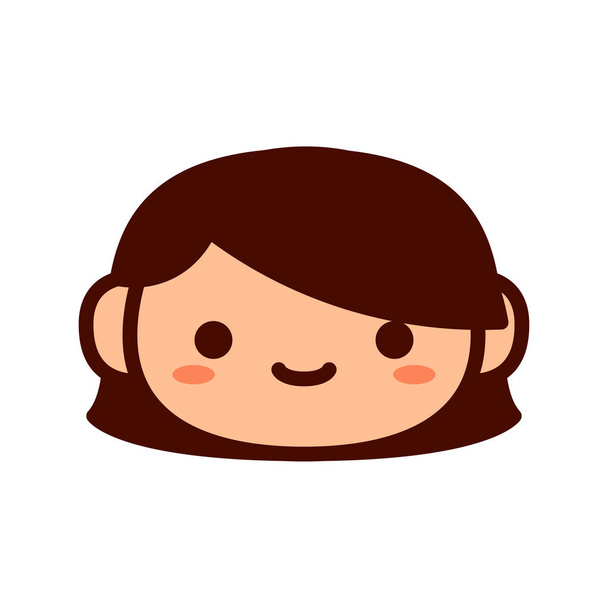Мультфильм Симпатичная счастливая девочка Икона
 - Вектор,изображение