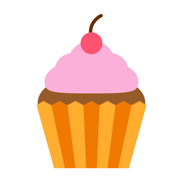 Cartoon Cupcake Icon Isolated On White Background - Вектор,изображение