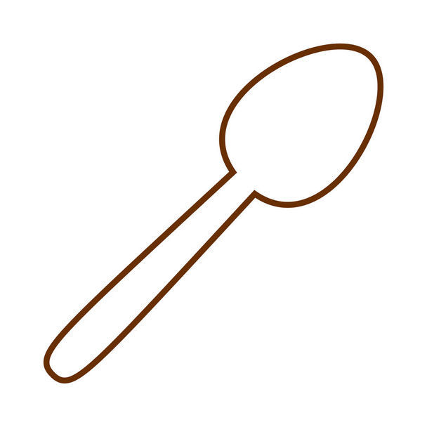 Cartoon Cute Spoon Icon Isolated On White Background - Vector, Image