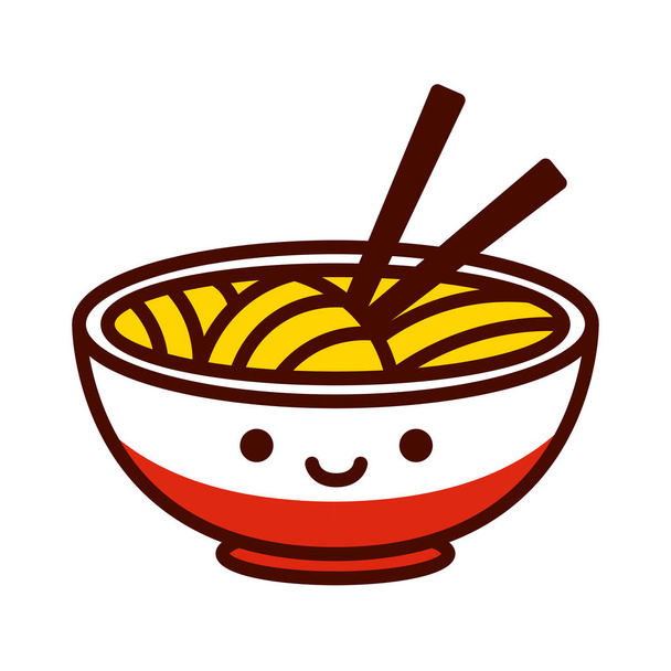 Κινούμενα σχέδια ασιατικά νουντλς emoji Icon απομονωμένη - Διάνυσμα, εικόνα