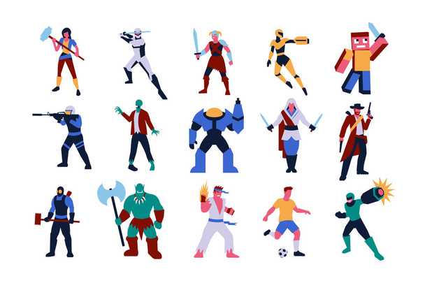Set van video games personages geïsoleerd - Vector, afbeelding