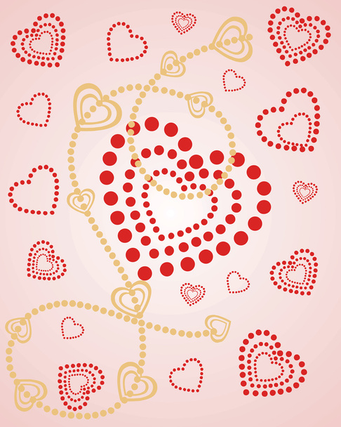 Red and gloden hearts - Vector, imagen