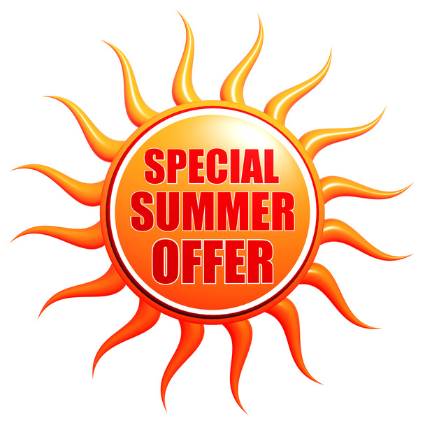 Special summer offer in 3d sun label - Photo, Image