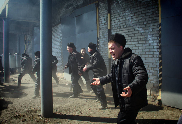 Novoaltaysk,Russia-April 10, 2019.Teachings in the penal colony for the release of hostages - 写真・画像