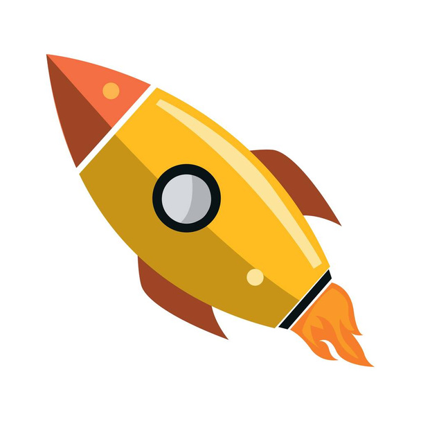Illustration of a rocket. Rocket flat illustration - Vetor, Imagem