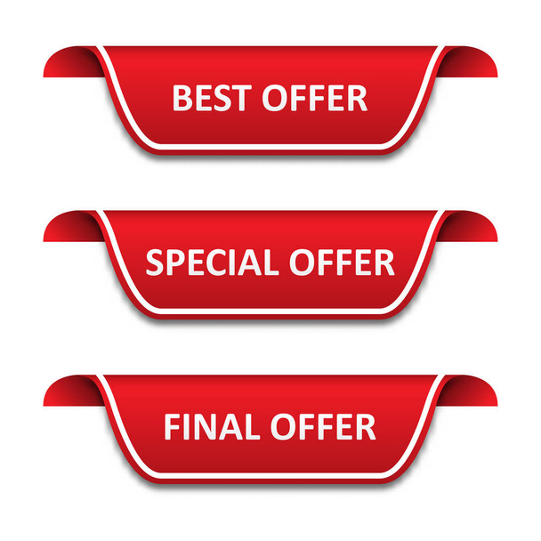 Set of tags ribbons. Best offer, special offer, final offer - Vector, Image