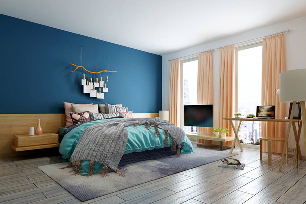 3d renderizar colorido quarto de hotel moderno
 - Foto, Imagem