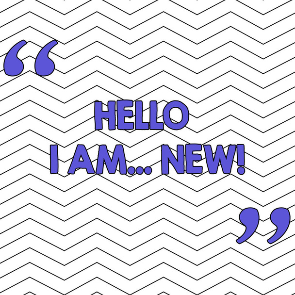 Kirjoitan lapun, jossa näkyy Hello I Am New. Business valokuva esittelee käytetään tervehdys tai aloittaa puhelinkeskustelun Pattern of Saumaton Jagged Epätasainen Vaaka Lines White Surface
. - Valokuva, kuva