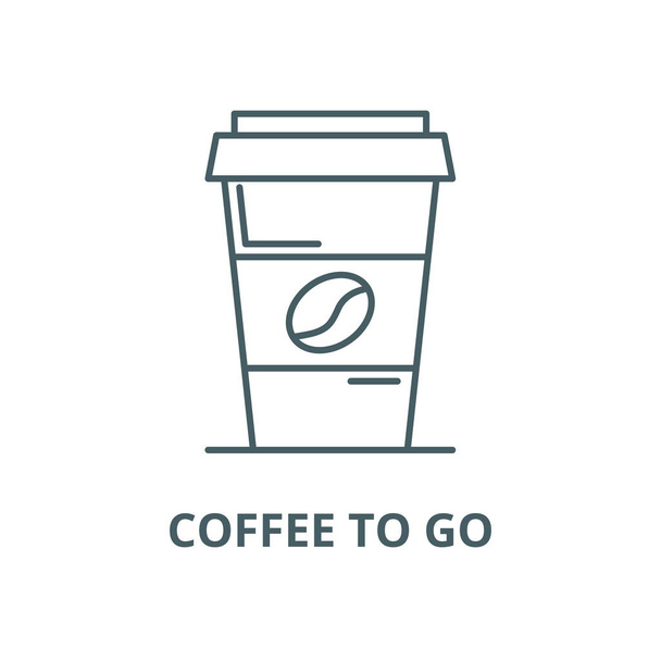 Coffee to go line icon, vector. Coffee to go outline sign, concept symbol, flat illustration - Vetor, Imagem