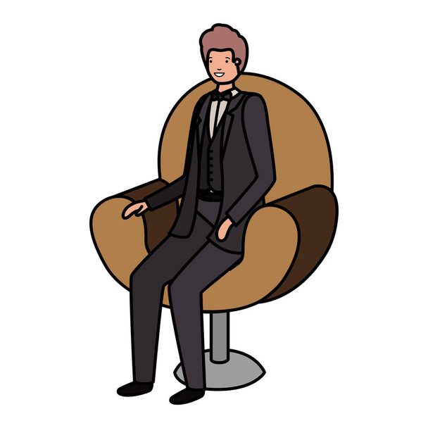 az üzletember ül a széken avatar karakter - Vektor, kép