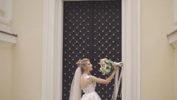 美しく、素敵な花嫁。きれいで手入れの行き届いた女性スローモーション - 映像、動画